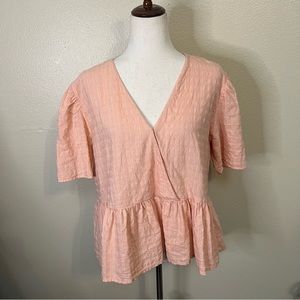Madewell Peach Peplum Top Blouse Size XL
